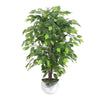 Artificial Ficus Tree Plant Green Bushy Ficus 90cm Silver Planter