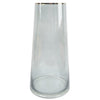 Glass Vase Gold Rim Smoke Grey Glass Vase 28cm