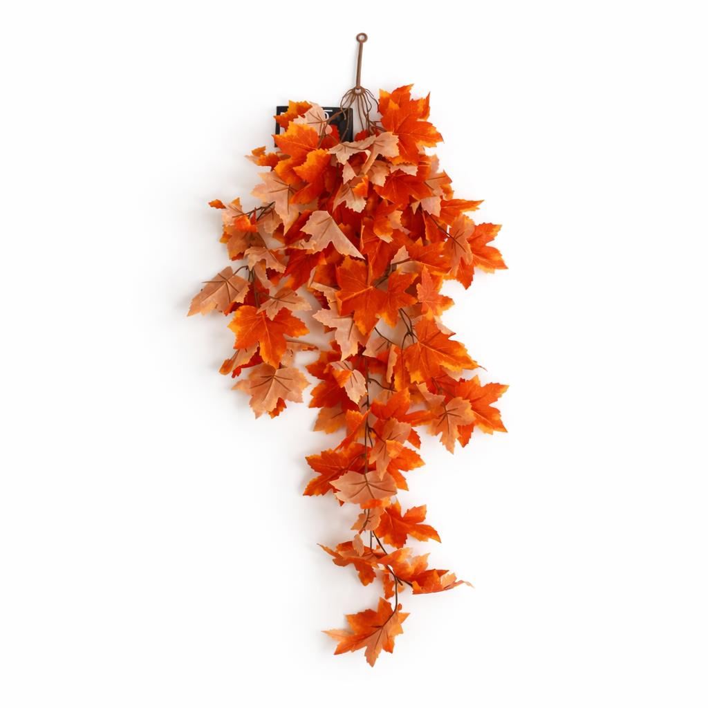 Pack of 6 x 70cm Artificial Trailing Grape Ivy Plant Faux Hanging Foliage - Orange
