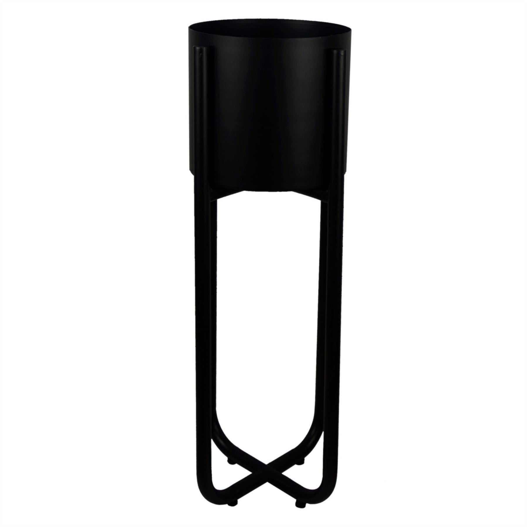 Modern Metal Planter 18cm Smooth Black