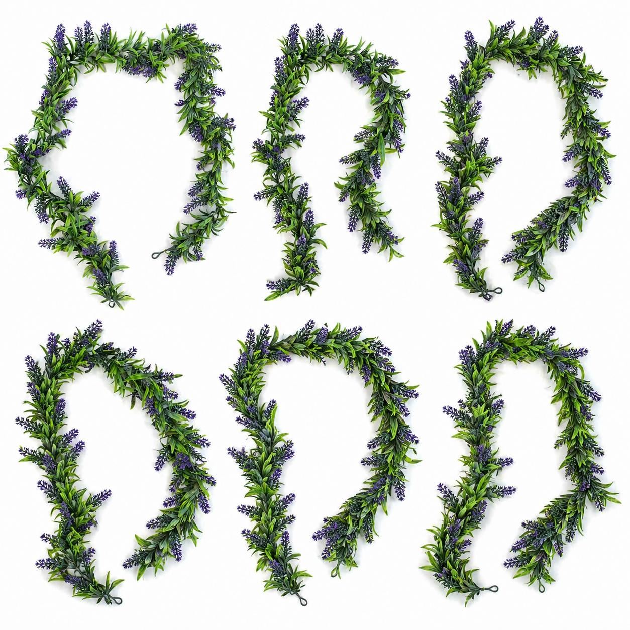Pack of 6 x 140cm Artificial Lavender Greenery Garland Hanging Decoration - Premium Quality