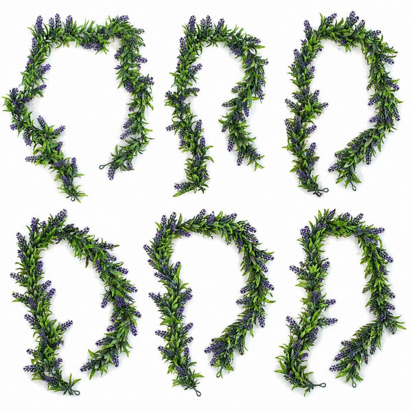 Pack of 6 x 140cm Artificial Lavender Greenery Garland Hanging Decoration - Premium Quality