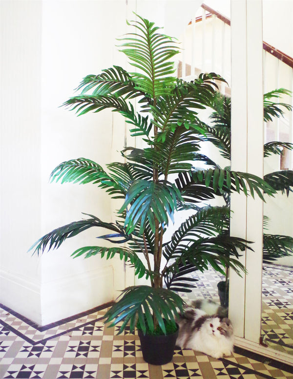 Large Artificial Palm Tree 140cm Areca Palm Extra Tall Realistic Leaves Potted Botanik