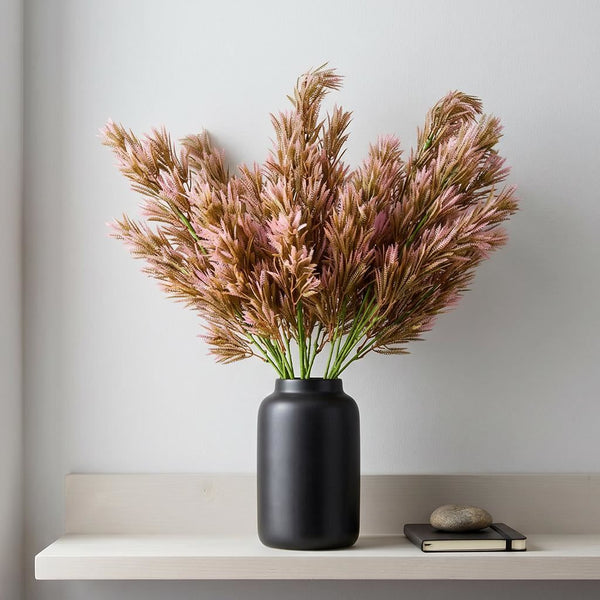 Pack of 6 x 75cm Artificial Pink Heather Fern Bush Stem