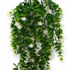 Pack of 6 x 70cm Artificial Trailing Green & White Flowering Hanging Plant Faux Foliage