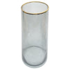 Glass Vase Gold Rim Smoke Grey Glass Vase 28cm