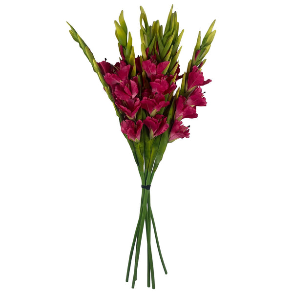 Pack of 6 x 115cm Artificial Pink Gladioli Stem