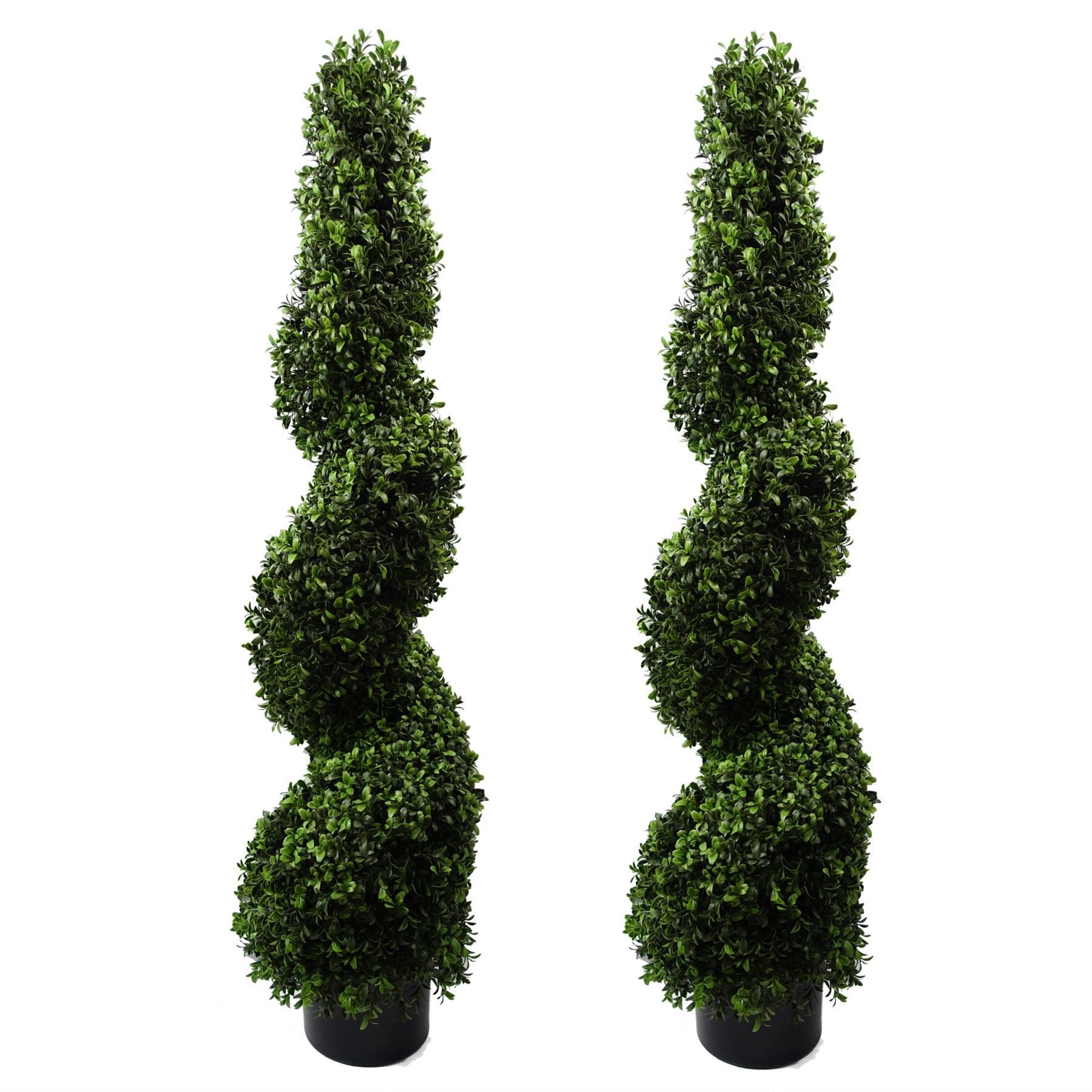 120cm Pair of Spiral Buxus Artificial Tree UV Resistant Outdoor - Premium Quality