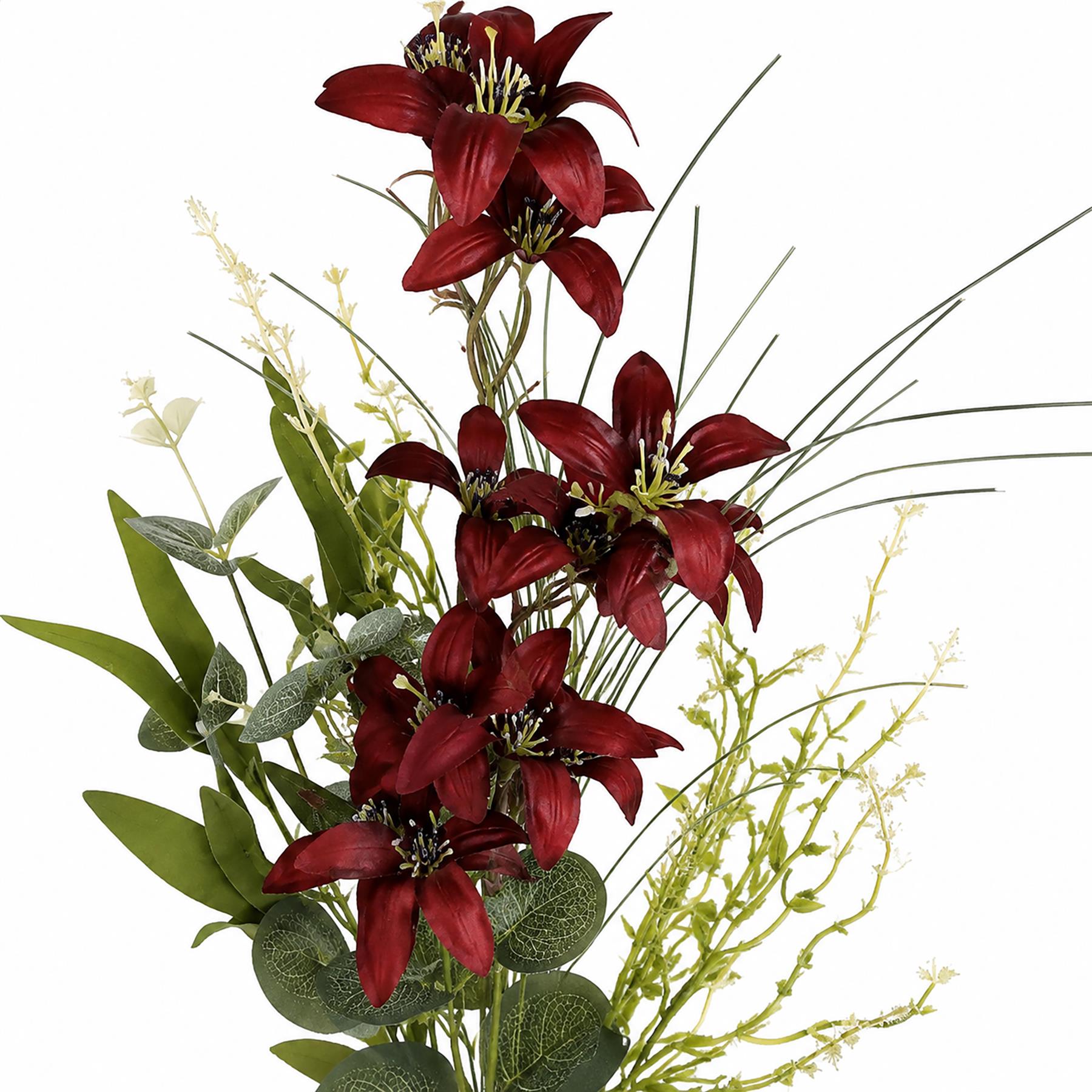 50cm Artificial Burgundy Lily Wildflower Bouquet