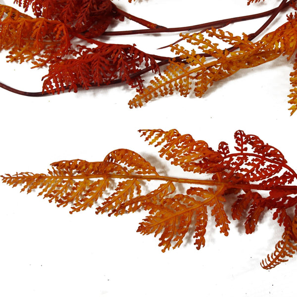 6 x 100cm Artificial Hanging Maidenhair Fern Plant Autumn Orange - Premium Quality