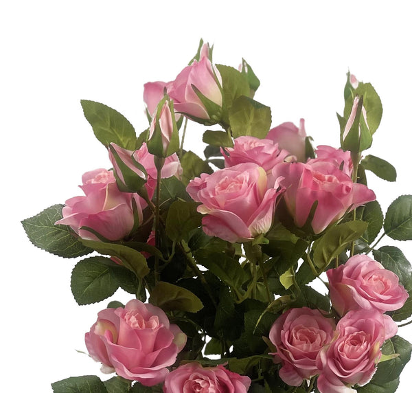 Botanik 60cm Rose Bush Pink Silk Flowers and Leaves