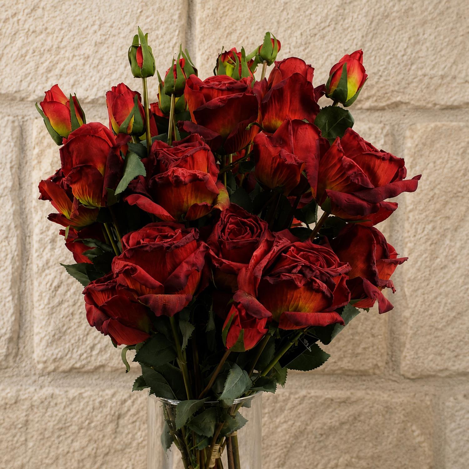 6 x 60cm Red Rose Artificial Flower Sprays - 24 Flowers 18 Buds - Premium Quality