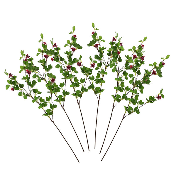 Pack of 6 x 90cm Artificial Berry Foliage Spray Stem