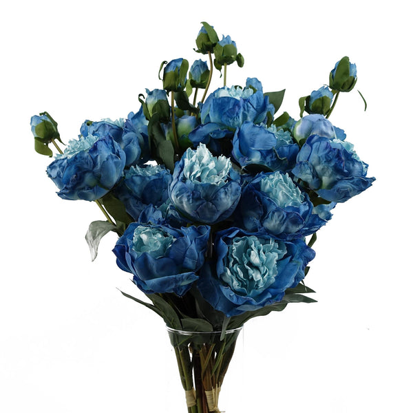 6 x Blue Peony Artificial Flower