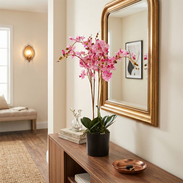 Artificial Orchid Flower Display in Pot 60cm Pink