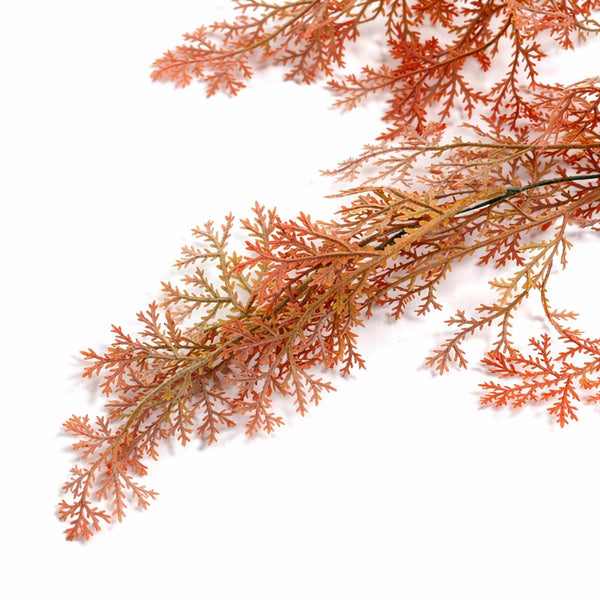 80cm Artificial Coral Fern Trailing Plant Autumn Orange Hanging Foliage