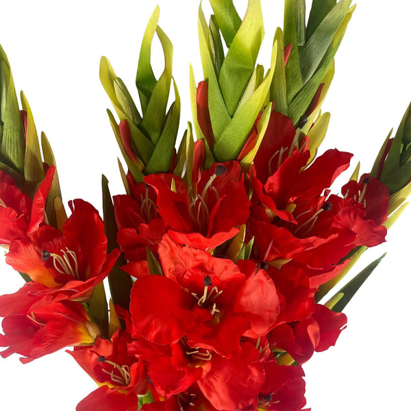 Pack of 6 x 115cm Artificial Orange Gladioli Stem - Premium Quality