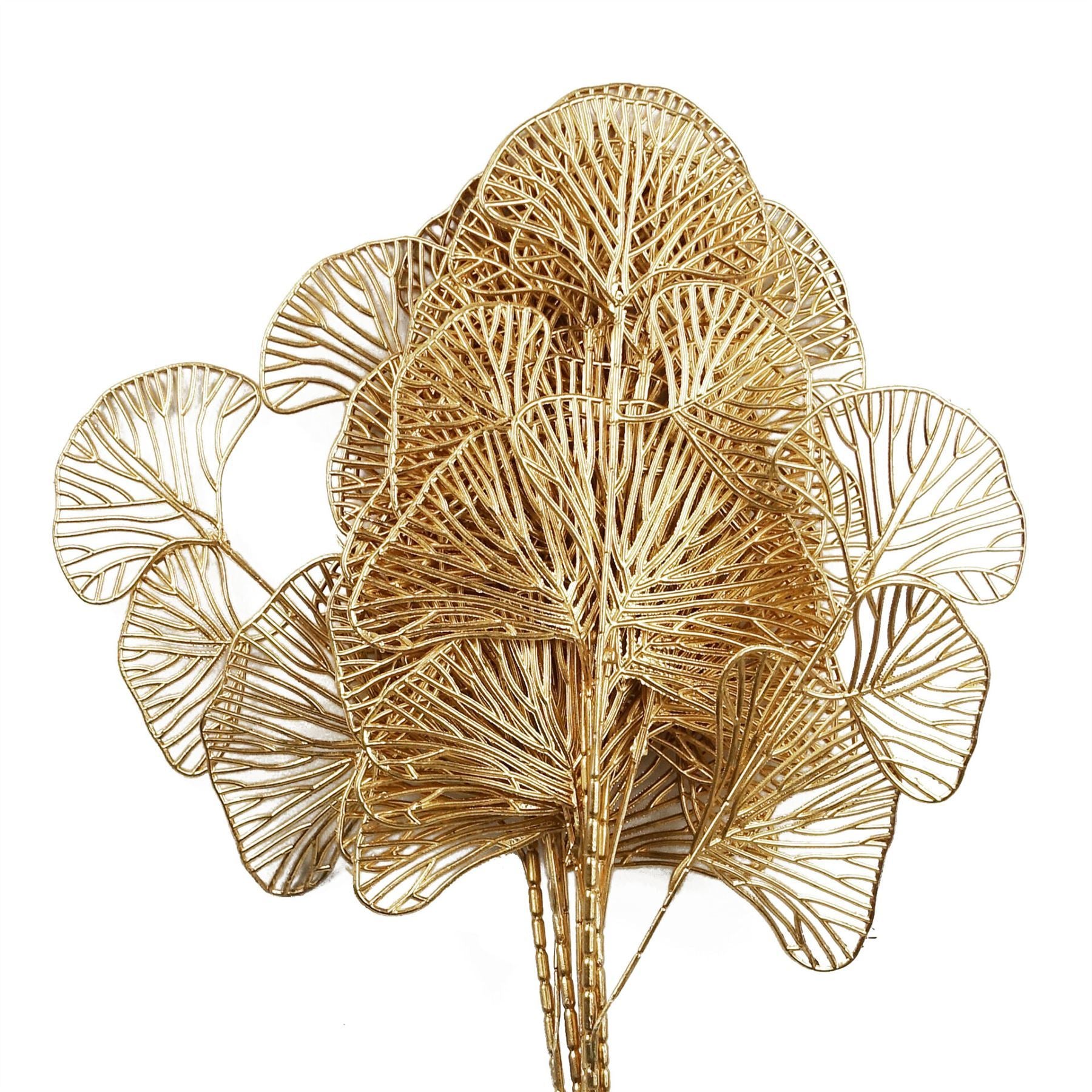 Pack of 6 x 65cm Golden Leaves Flower Arrangement Decoration - Premium Quality