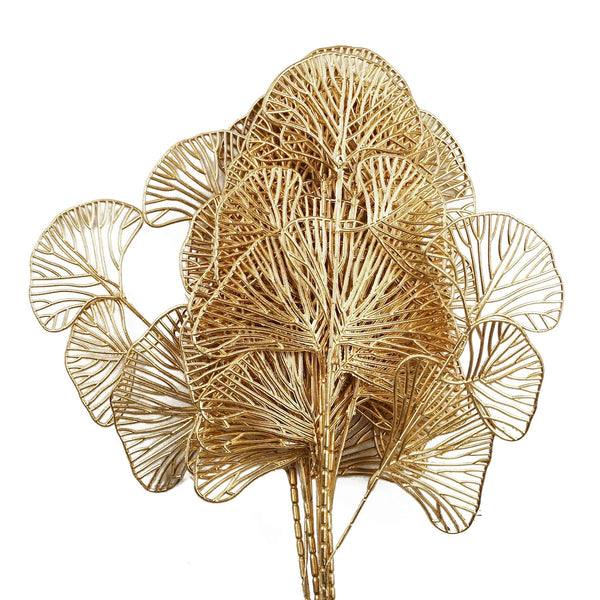 Pack of 6 x 65cm Golden Leaves Flower Arrangement Decoration - Premium Quality