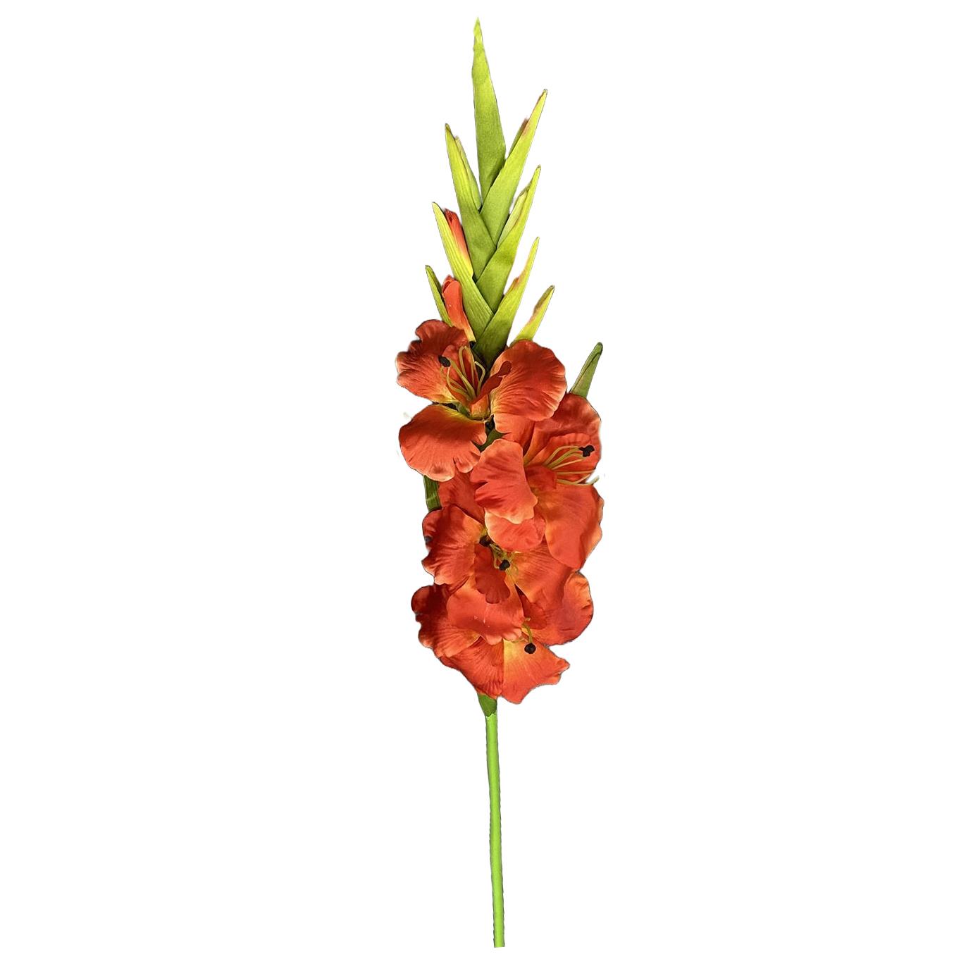 115cm Artificial Orange Gladioli Stem