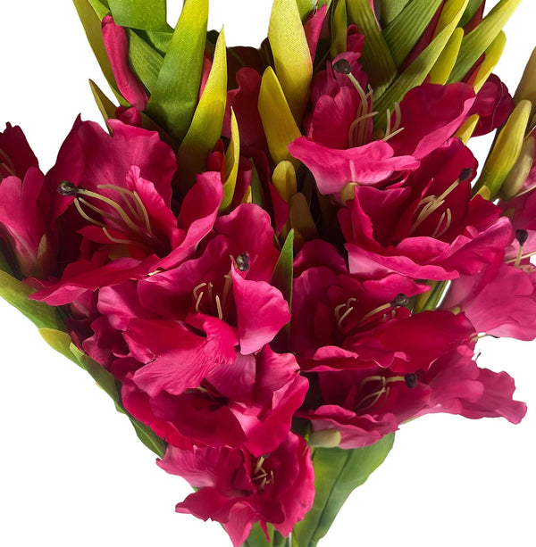 Pack of 6 x 115cm Artificial Pink Gladioli Stem