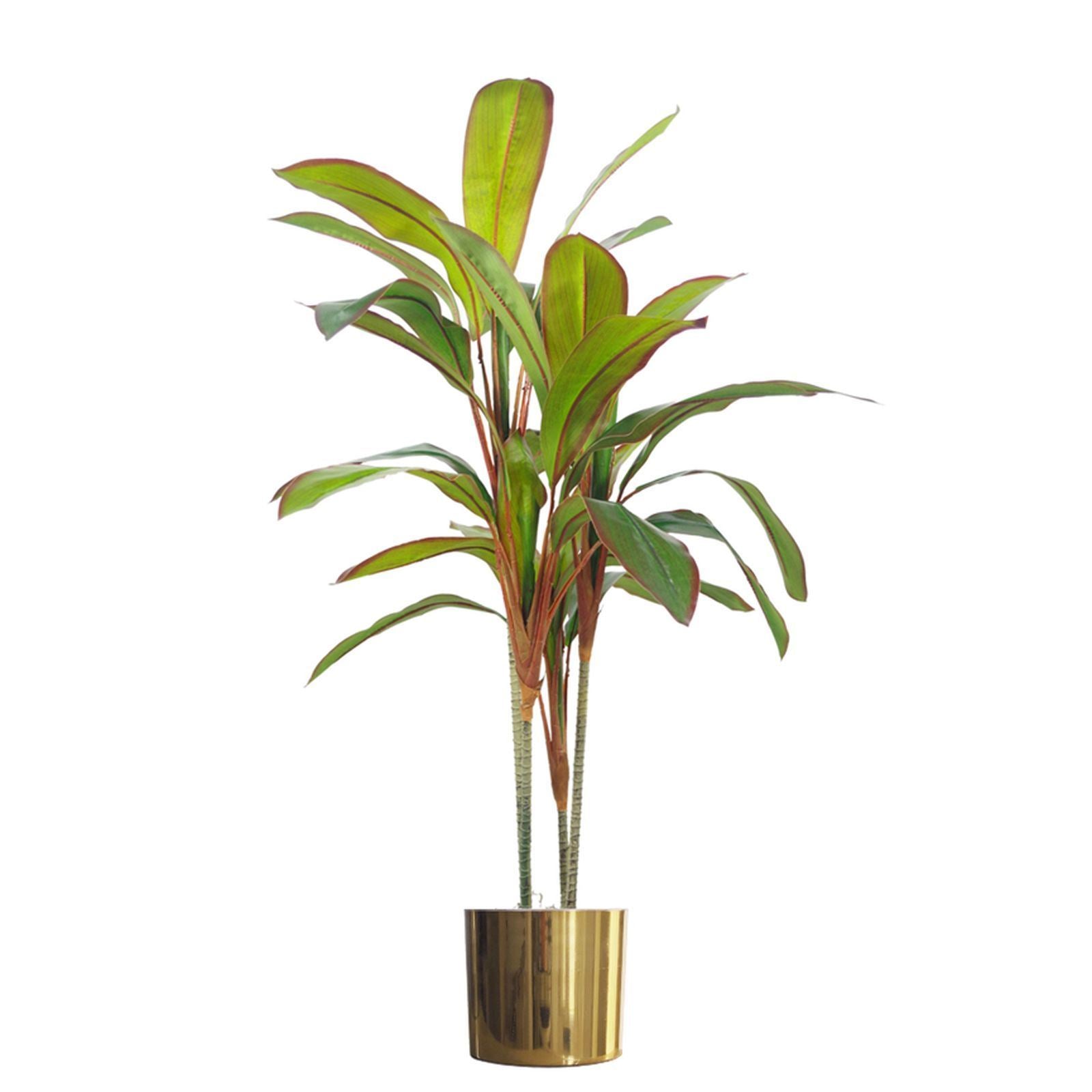 Tropical Artificial Dracaena Palm Plant Realistic Large Gold Planter 100cm Botanik