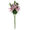 Pack of 6 x 100cm Large Pink Lily Stem - 18 Flowers - Premium Quality