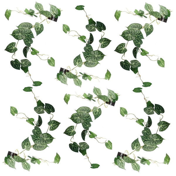 6 x 100cm Artificial Hanging Trailing Rounded Ivy Plant - Premium Quality