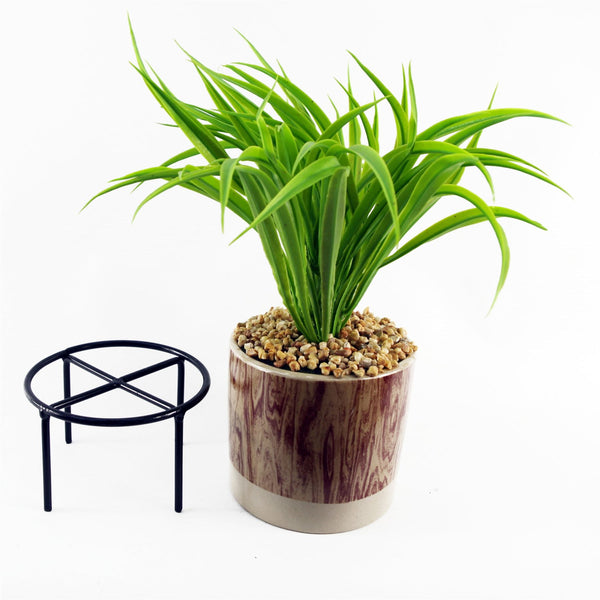 Artificial Grass Planter Ceramic & Metal