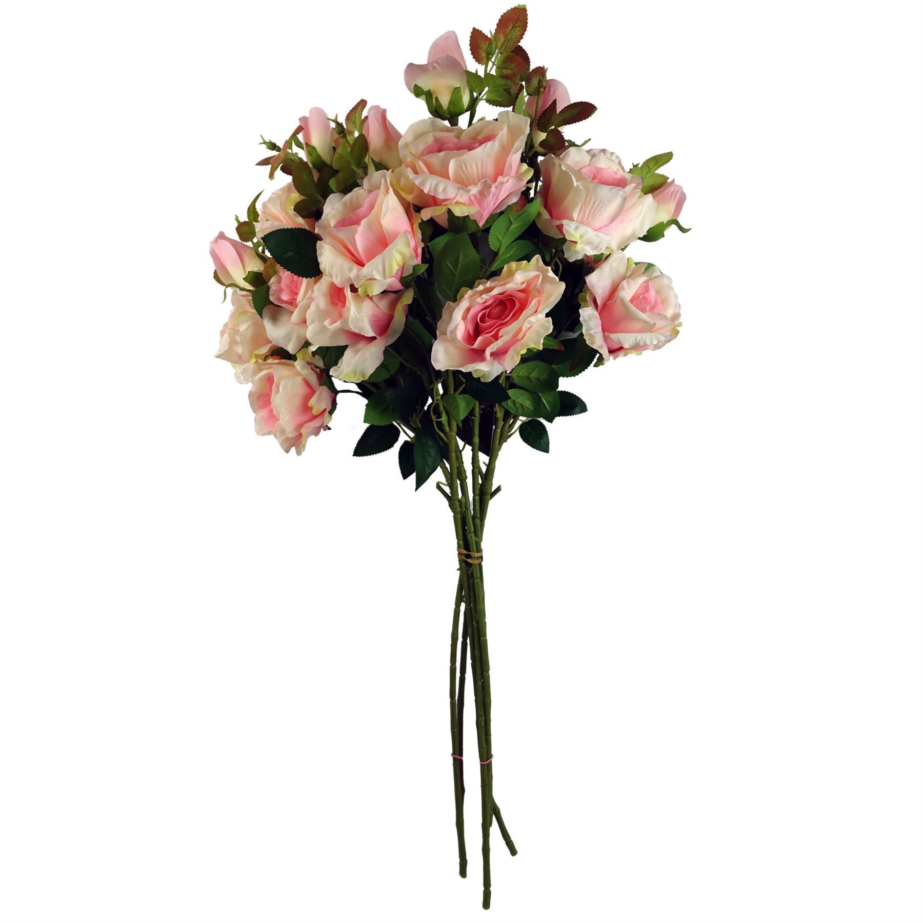 Pack of 6 x 80cm Artificial Pink Rose Stem - 18 flowers - Premium Quality