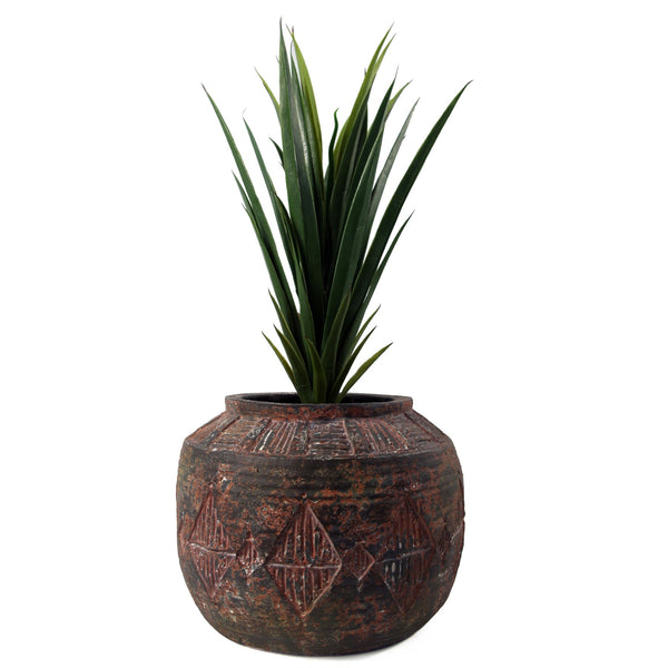 27cm x 36cm Aztec Diamond Large Planter - Brown|Brown
