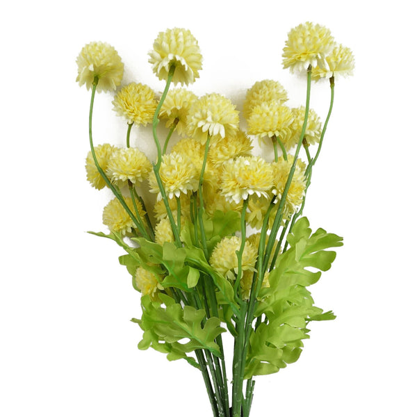 Pack of 6 x 50cm Dahlia Pompom Yellow Artificial Stem - Premium Quality