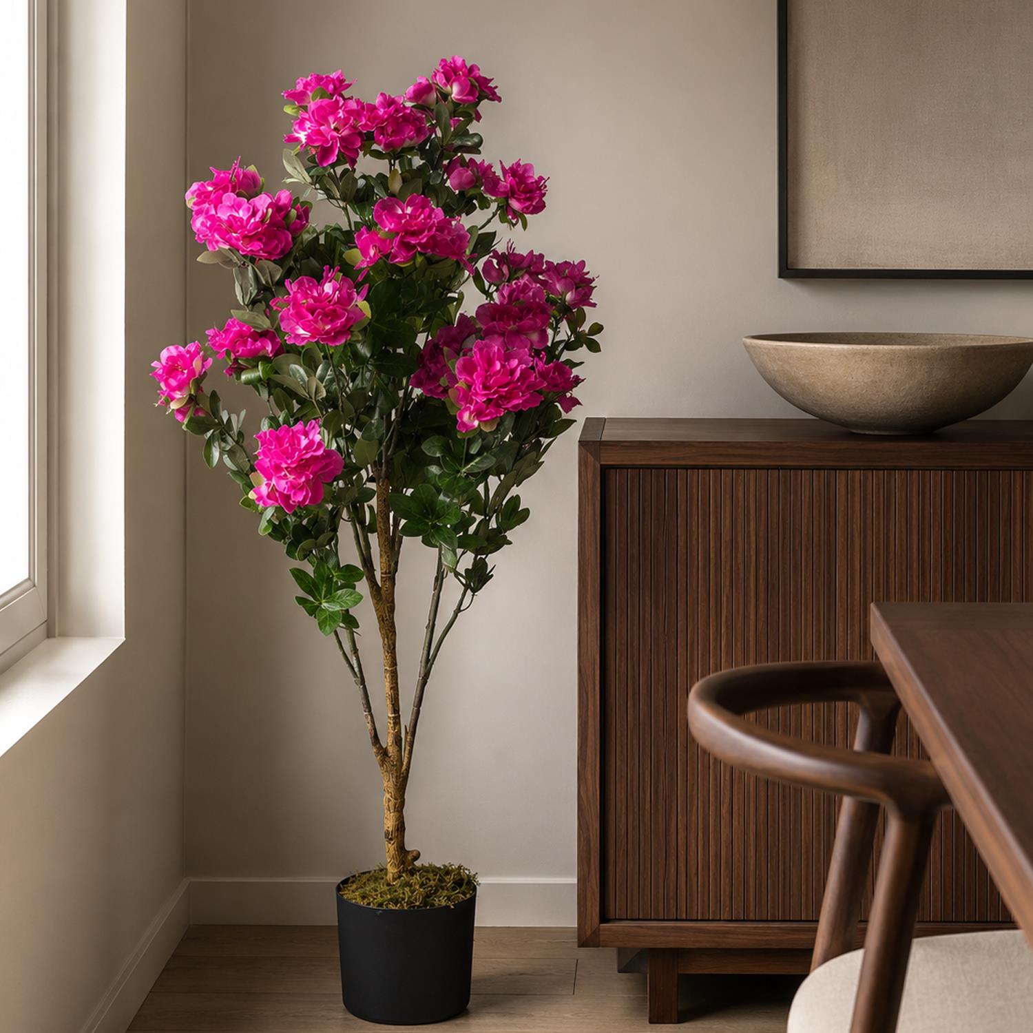 Artificial Blossom Tree Azalea Pink Realistic Faux House Plants 100cm Botanik