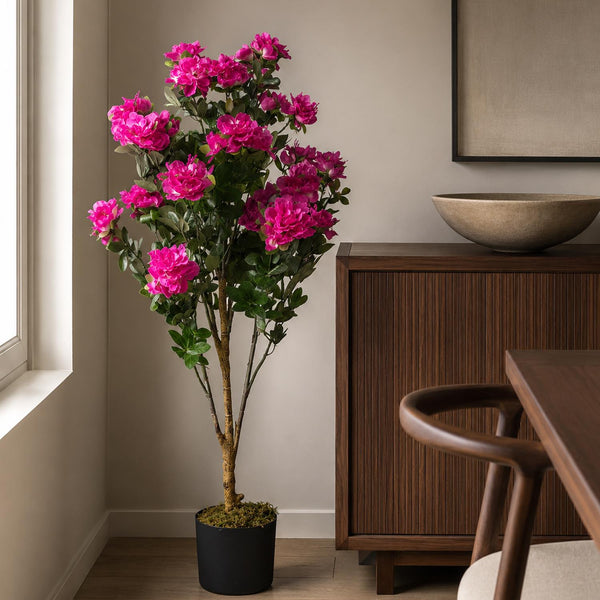 Artificial Blossom Tree Azalea Pink Realistic Faux House Plants 100cm Botanik