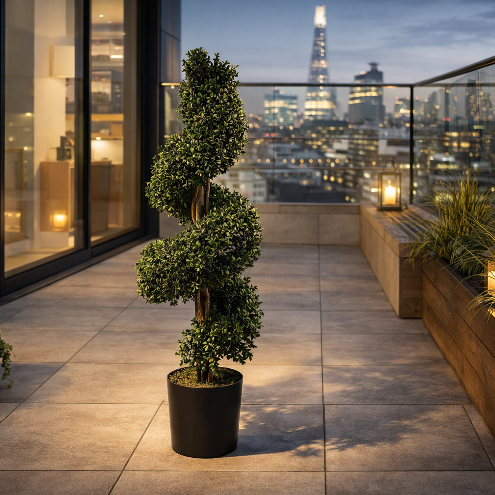 Leaf 120cm Spiral Buxus Artificial Tree UV Resistant Outdoor
