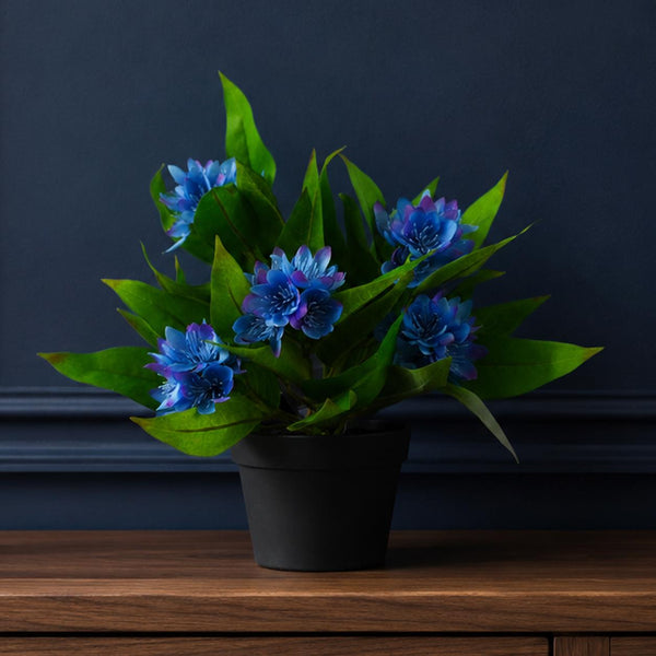 Leaf Design 18cm Artificial Freesia Plant Blue Flowering