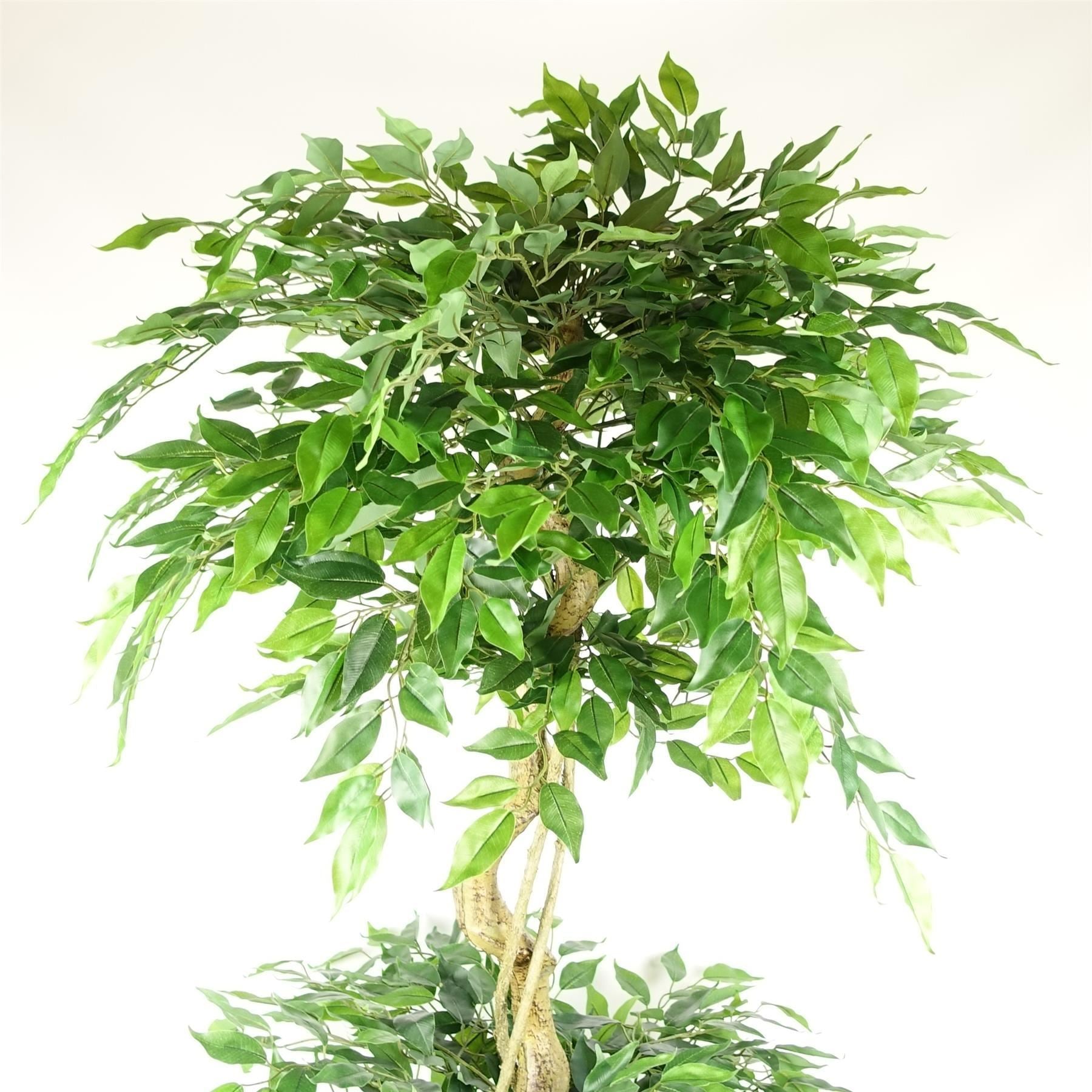 180cm Artificial Twisted Trunk Fruticosa Ficus Tree Triple Ball Topiary 1984 Leaves Copper Metal Planter - Premium Quality