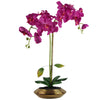 Artificial Orchid Flower Plant 70cm Dark Pink Gold Ceramic Planter