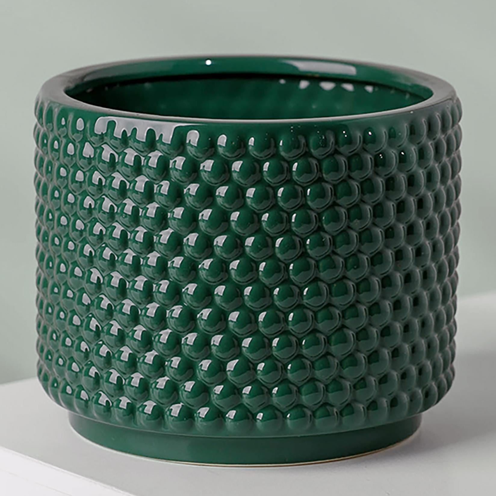 Ceramic Plant Pot Planter Dotty Green 15 x 15 x 12.5cm