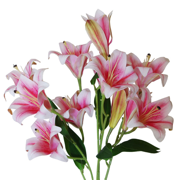 Artificial Flowers Lily Plant Pink Bare Stem 60cm Pack 12