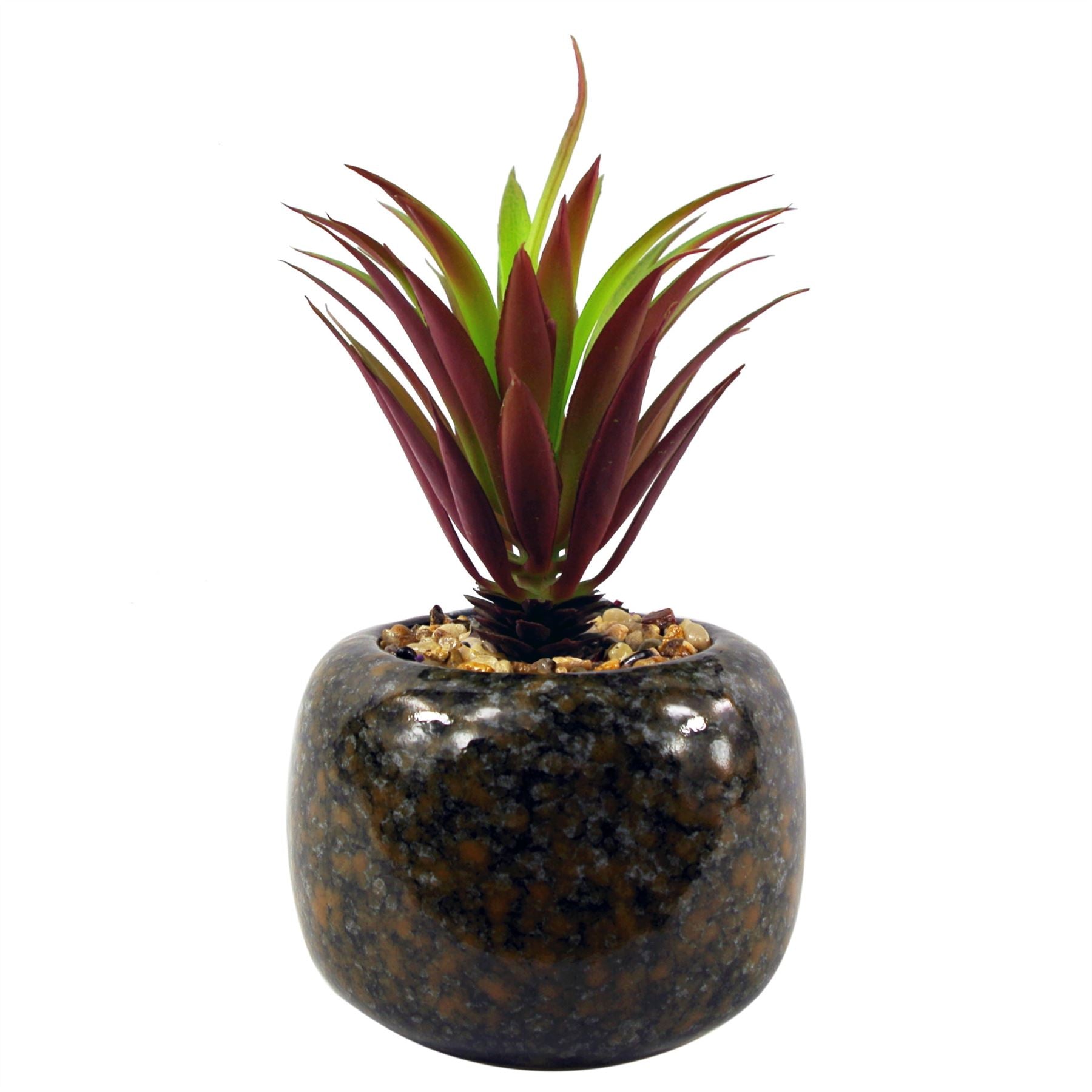 Artificial Plant Ceramic Planter Spotted Office Desk Plant Red Dracaena 18cm