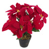 Poinsettia Artificial Christmas Red 40cm Silver Metal Planter