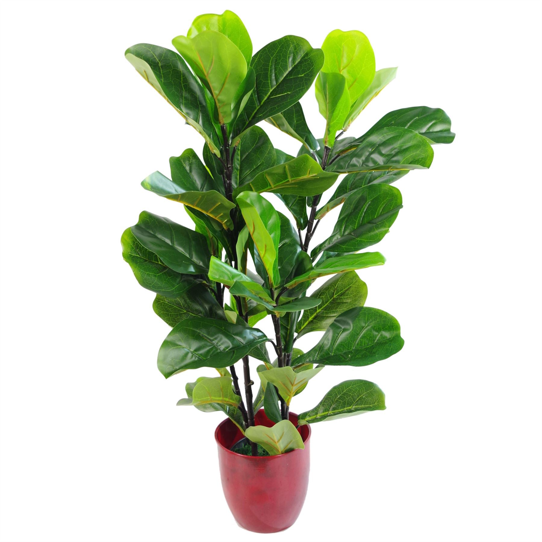 Artificial Plant Fiddle Fig Tree Plant Black Plastic Pot 90cm