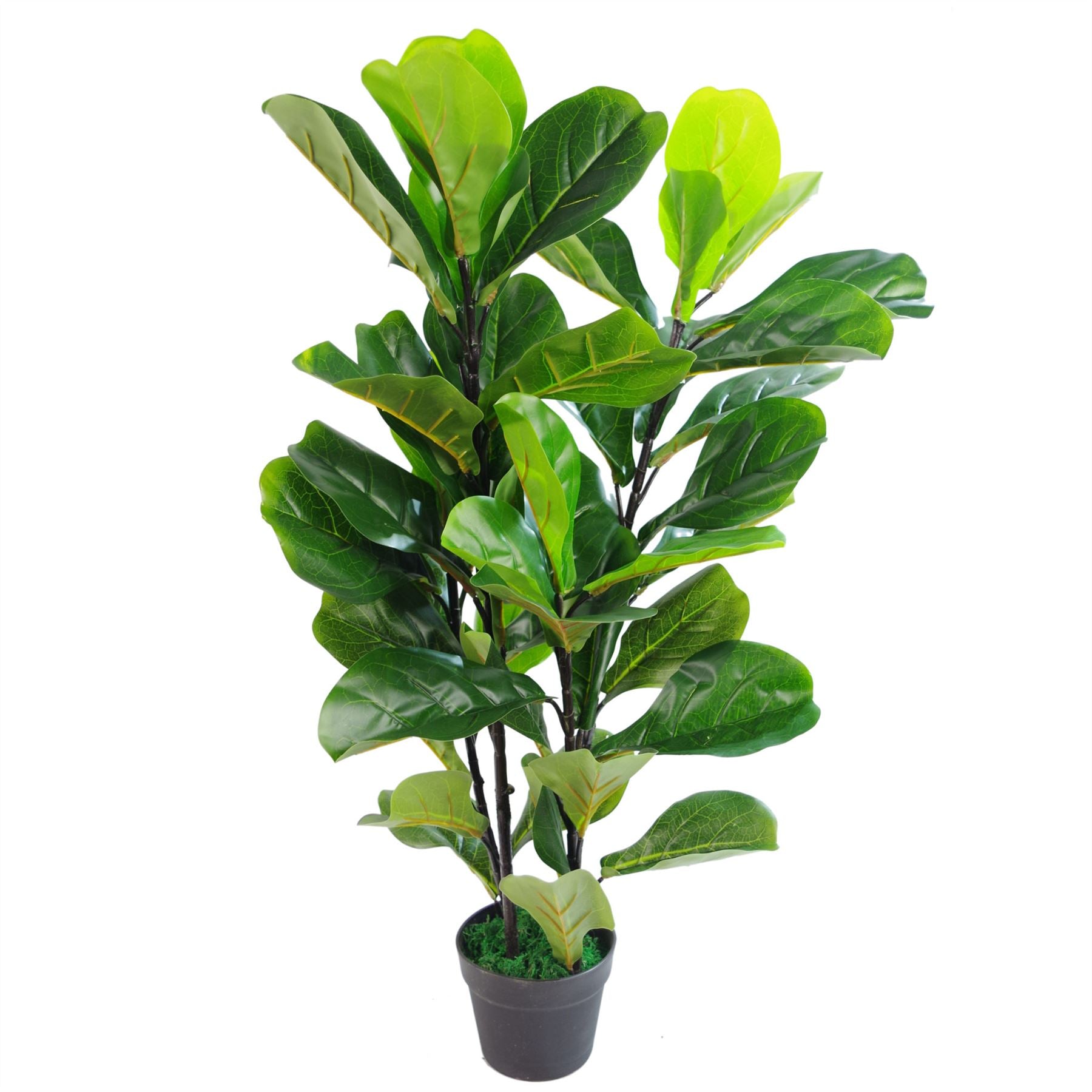 Artificial Plant Fiddle Fig Tree Plant Black Plastic Pot 90cm