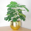 Artificial Monstera Plant 60cm Monstera Gold Metal Pot 60cm