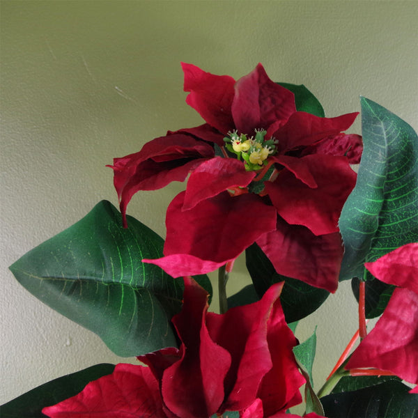 Artificial Poinsettia Grey Pot