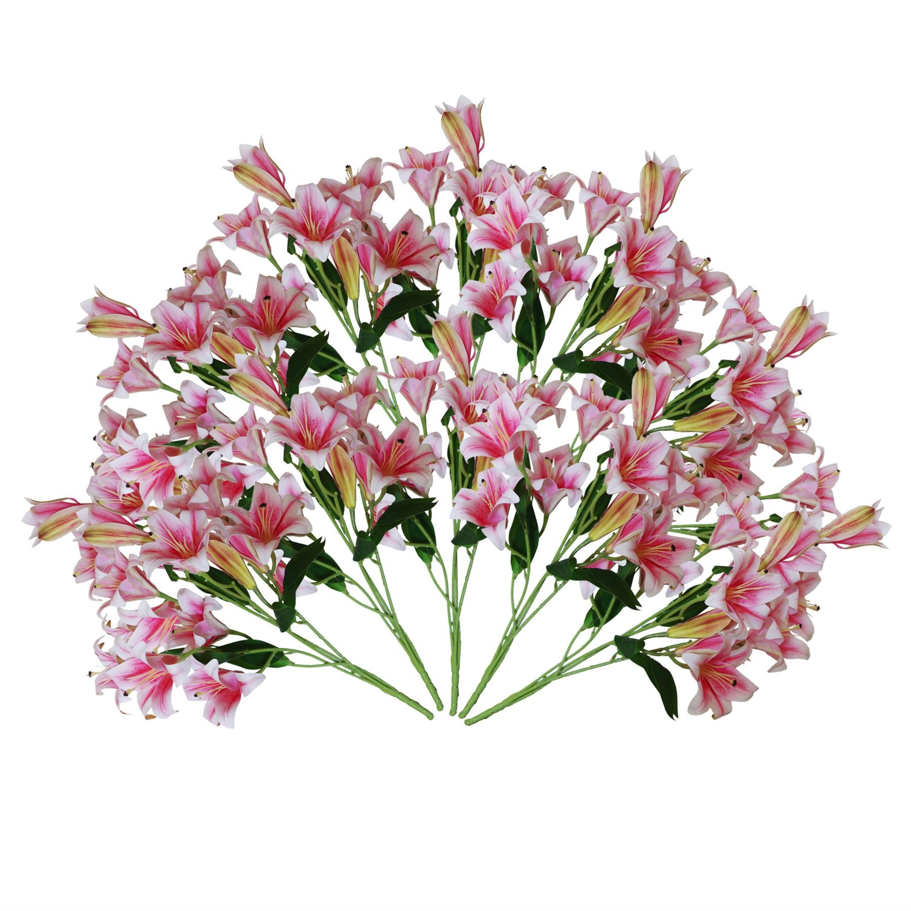 Artificial Lily Plants Pink 60cm 12 x Bare Stem Flowers