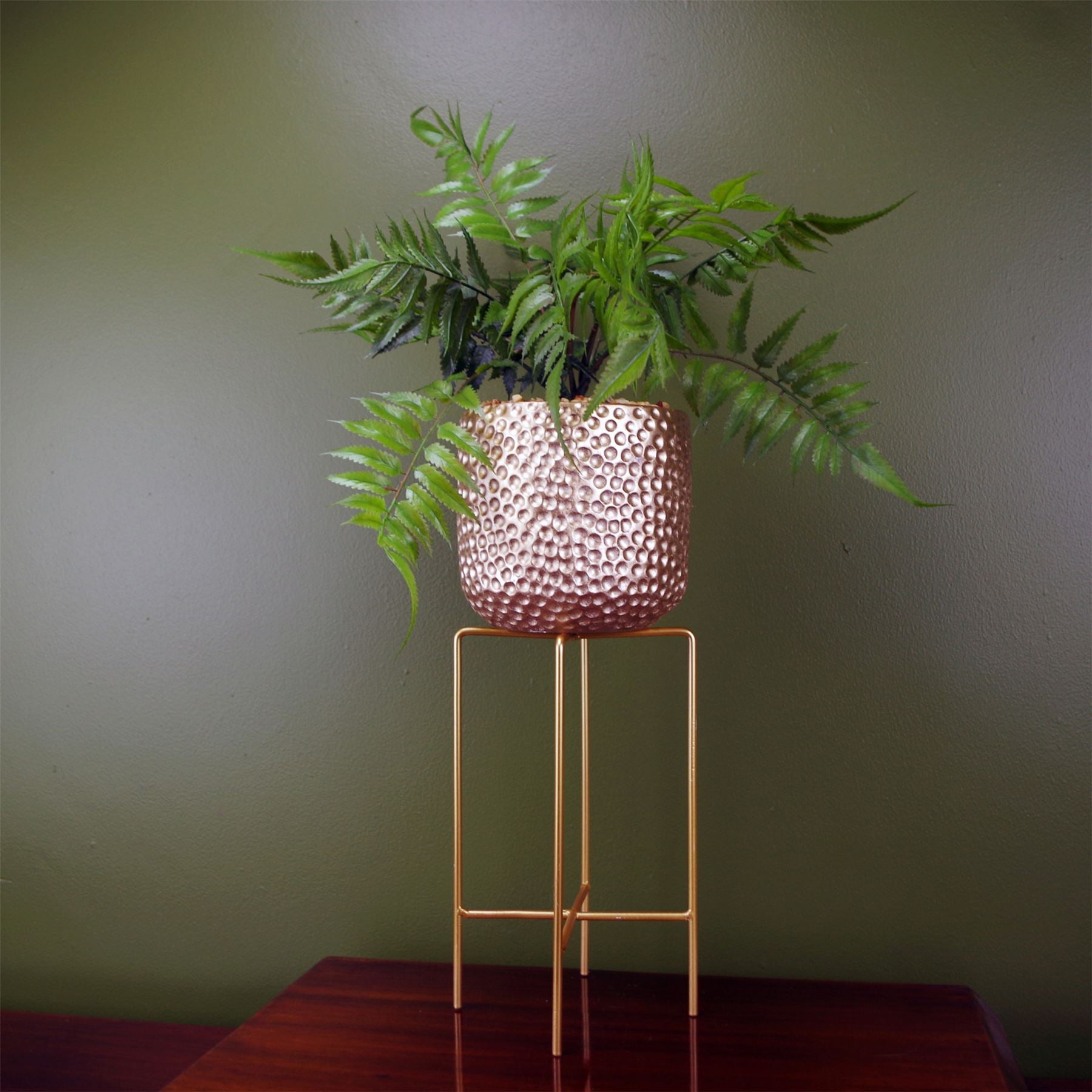 Artificial Fern Plant Metal & Planter 60cm