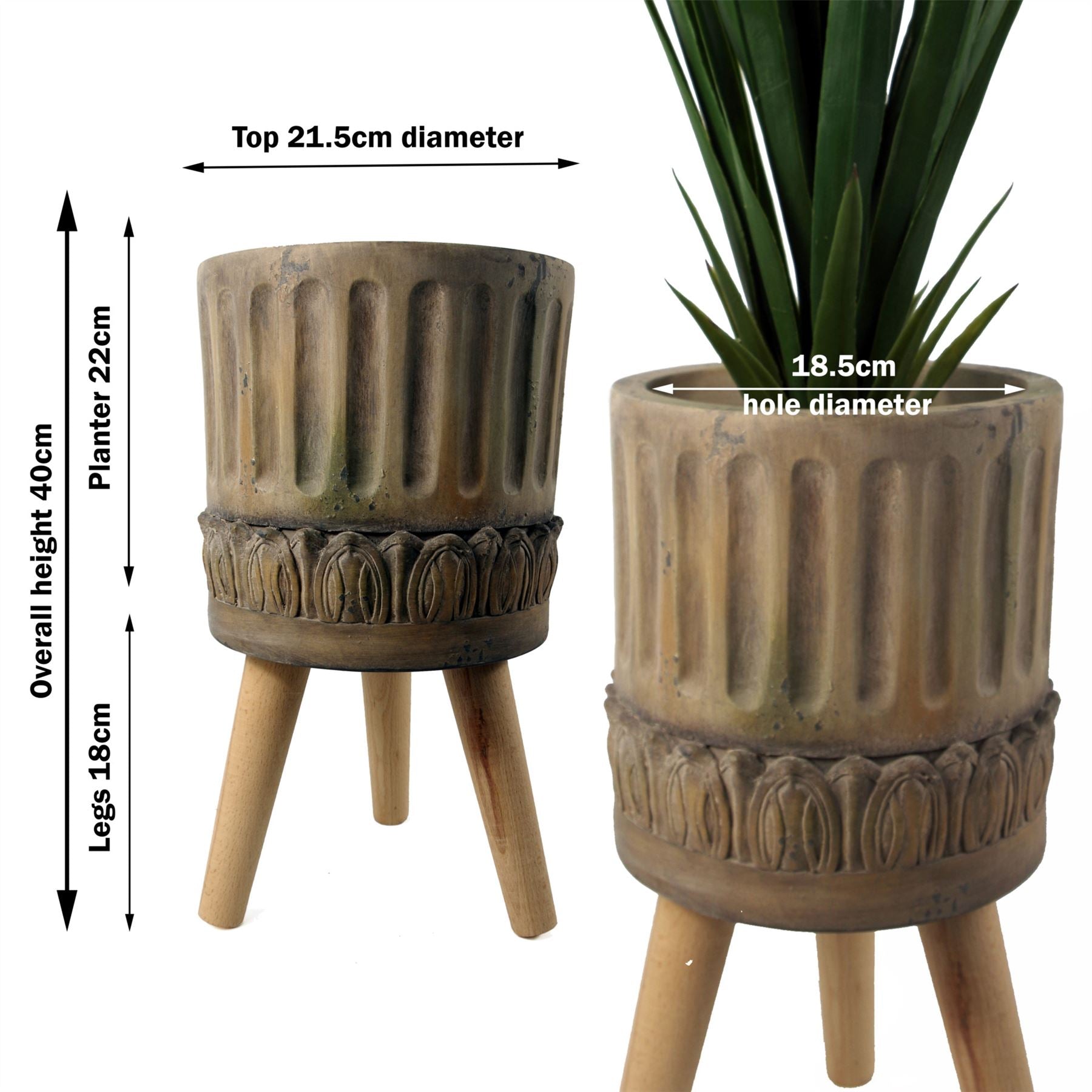 Planters Plant Pots Z i Roman Composite 40cm x 21.5cm