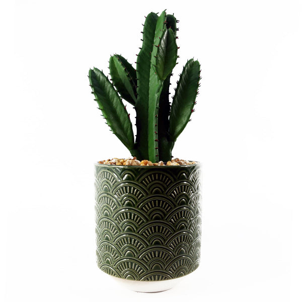 Artificial Cactus Cacti Planter Green Ceramic